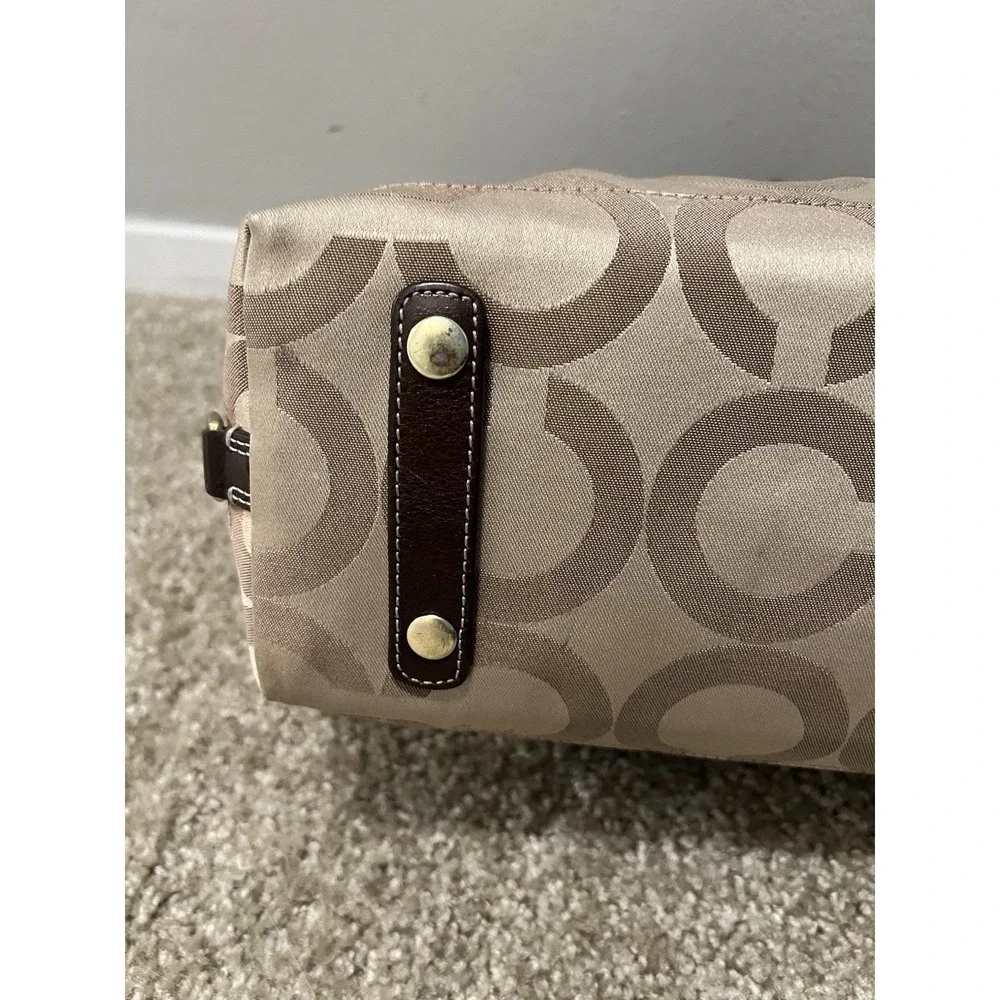 Coach Madison Signature Op Art Sabrina Brown/Beige Satchel Bag With Strap 12947